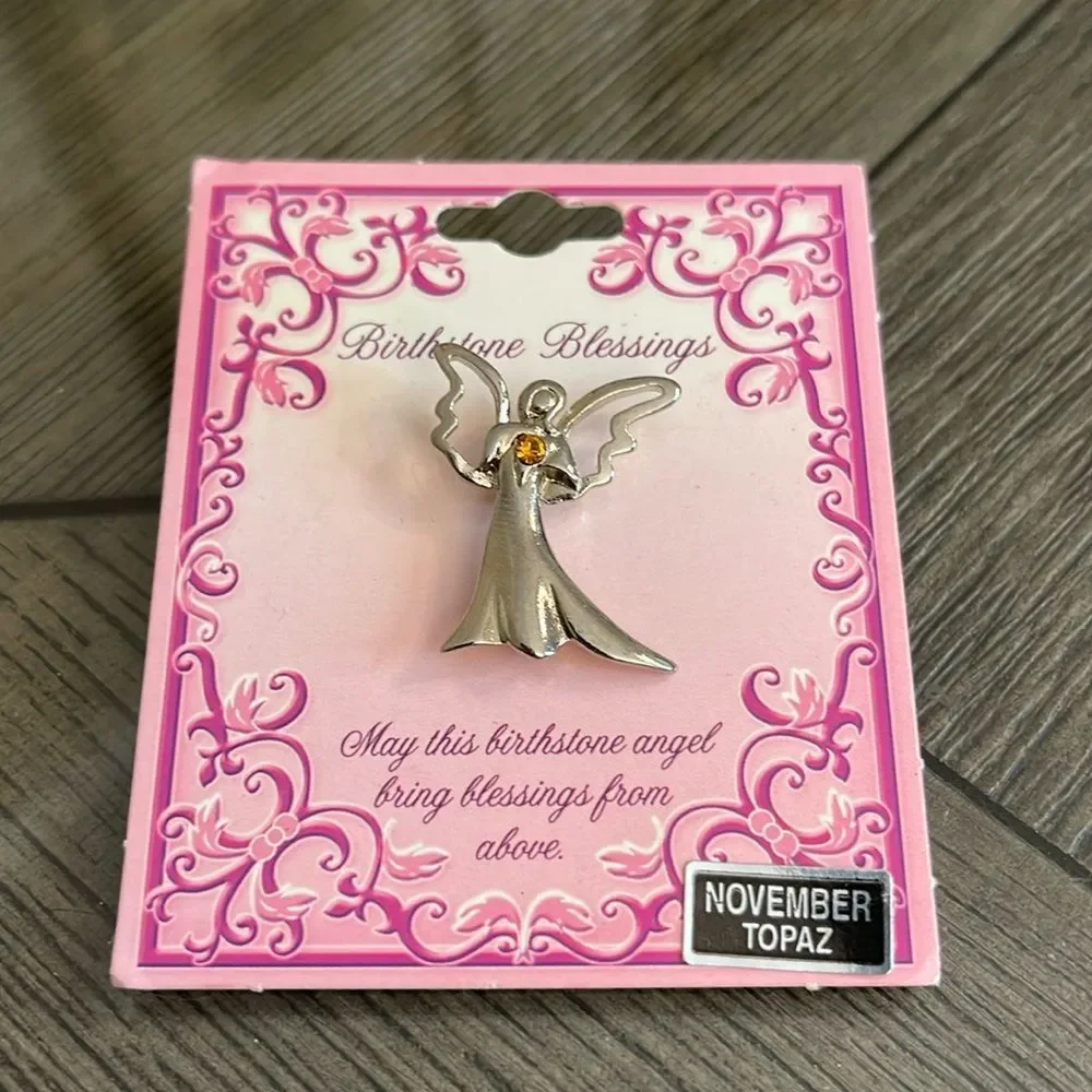 Vintage CAMCO November Birthstone Blessings Angel Pin